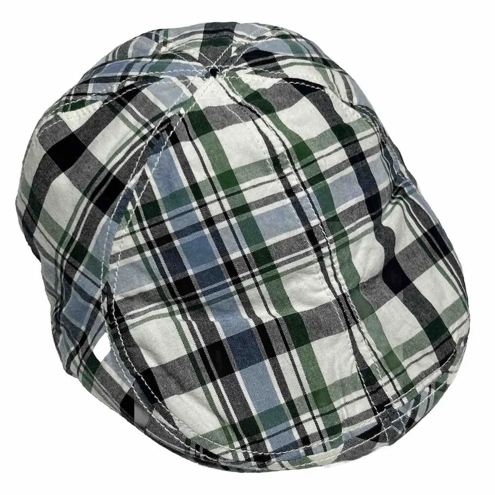 Gymboree Boys Preppy Plaid Golf Hat 4T-5T Cabbie Newsboy Blue Green White